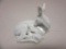 White Porcelain Figure of Sleeping Deer and Fawn 4.25