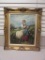 Framed Painting of a Girl with Sheep
