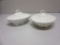 Pair of White Ceramic Soup Serving Bowls w/ Lids