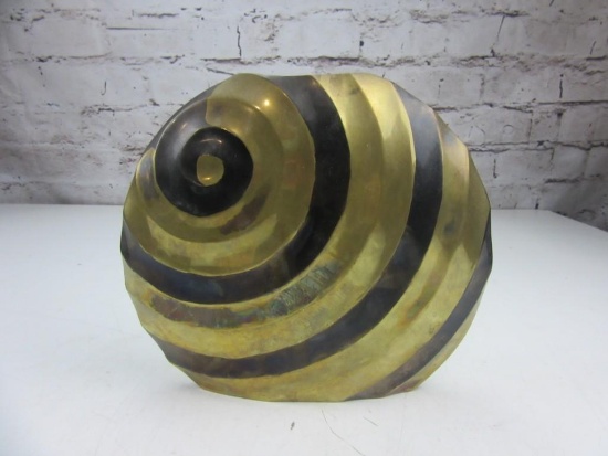 Black and Gold-Tone Shell Design Thin Vase 8.5" Tall