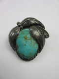 Sterling Silver Bola Tie Piece w/ Turquoise Center