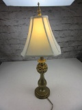 Gold-Tone Lamp w/ White Lampshade 28