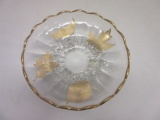 Crystal Bowl with Painted Gold Leaf Design and Rim