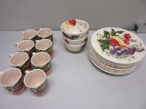 Set of Ceramic TABLETOPS AVENUE Painted Dinnerware with Fruit Design