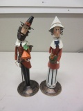 Pair of NEW CREATIVE Colonial Thanksgiving Design Figurines 10