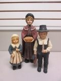 Lot of 3 Colonial Thanksgiving Family Figures 13.5