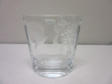 24% Lead Crystal Bohemian Crystal Vase w/ Bird Design 5.5