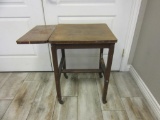 Wooden Rolling Side Table w/ Extension 17.5