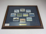 SET of 10 Tobacco Cigarette Cards FRAMED, American Military Aircraft 1940-1945