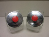 Pair of Glass Red-Handle Cookie Jars 8