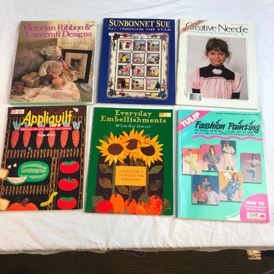 Lot of 6 Paperback and Hardcover Books on Sewing and Fabric Crafts/Techniques