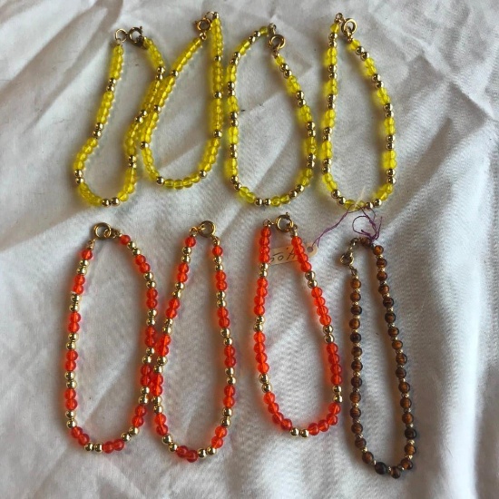 Lot of 8 Very Similar Colorful Beaded Bracelets
