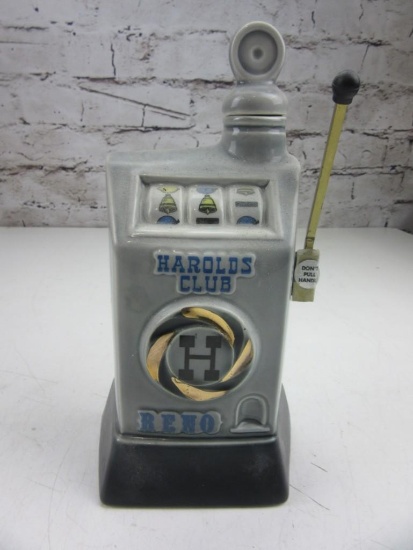 HAROLDS CLUB Reno Ceramic BEAN Decanter 10" Tall