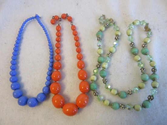 Lot of 3 Misc. Colorful Beaded Costume Necklaces