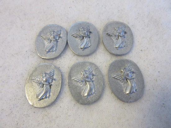 Lot of 6 Identical Silver-Toned Angel Pendant Embellishments for Jewelry Making