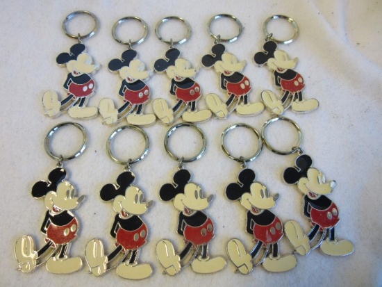 Lot of 10 Identical Metal Mickey Mouse Enamel Keychains/Bag Charms