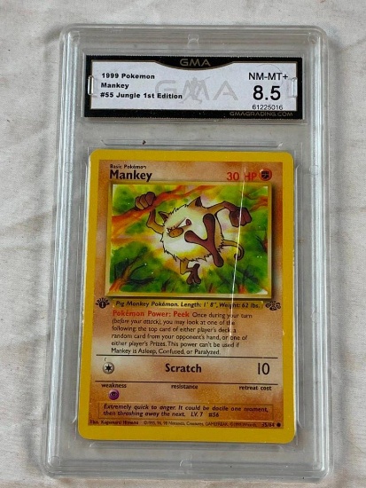 2000 Pokemon MANKEY Jungle 1st Edition Card Graded 8.5 NM/MINT+