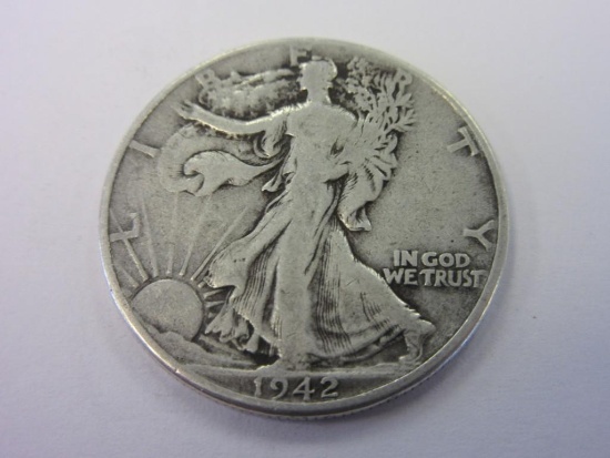 1942 .90 Silver Walking Liberty Half Dollar