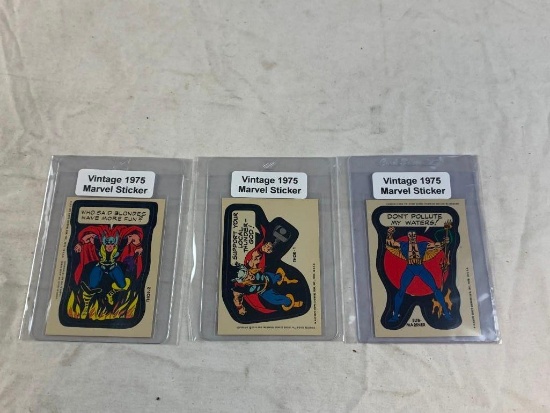 Lot of 3 vintage 1975 Topps MARVEL Stickers-Thor, Sub-Mariner