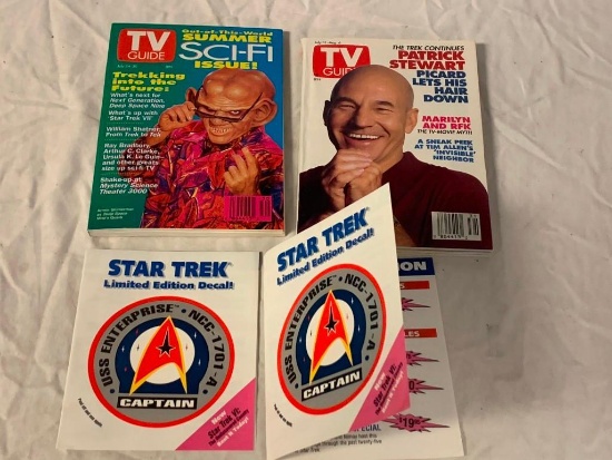 STAR TREK Lot of 2 TV Guides and a Limited Edition Decal