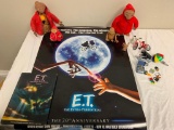 Lot of E.T. Extra Terrestrial memorabilia with TALKING INTERACTIVE Figures, poster, book and more