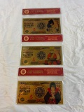 NIPPON GINKO Lot of 3 24K GOLD Plated Foil Novelty Bill Gold Banknotes