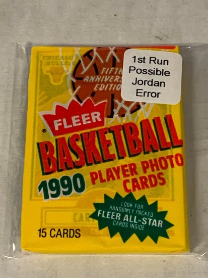 1990 Fleer Basketball Sealed Pack of cards 1st Run Error Pack
