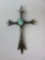 .925 Silver Cross Pendant w/ Turquoise 11.74g Total Weight