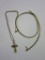 Pair of Gold Toned Necklaces One Cross Pendant 18