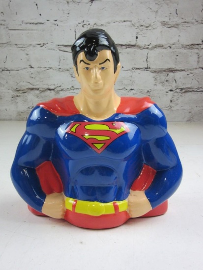 Ceramic Painted DC Comic Superman Bank 8" x 7.75"