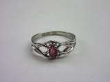 .925 Silver Ring with Ruby-like Stone Size 9 2.46g