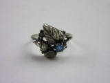 .925 Sterling Silver Ring with Sapphire-like Stone Size 8