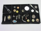 Lot of Various Vintage Coins, Pendants, Pins and Stones