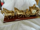 amazing antique 4 horse and carraige mantel clock works great