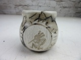 Miniature Stone Carved Native American Pot 2.75