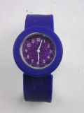 Purple Glitter Watch with Slap Bracelet Band 9