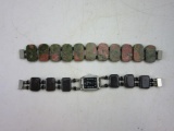 NADIA Quartz Japan Movmt Magnetic Stone Watch w/ Magnetic Stone Bracelet