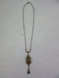 Gold-Tone Necklace w/ Purple Crystal Beads w/ Box