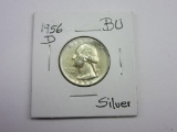 1956-D .90 Silver BU Washington Quarter Dollar