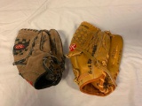 Lot of 2 Rawlings Baseball Leather Gloves for Right Handed Throw 12 inch