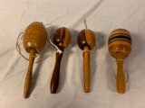 Lot of 4 Vintage Wooden Catch Toys