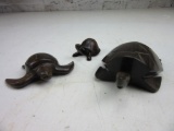 Lot of 3 Wooden Turtles and Tortoise of Various Sizes