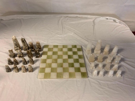 Vintage Marble Chess Set Stone Pieces