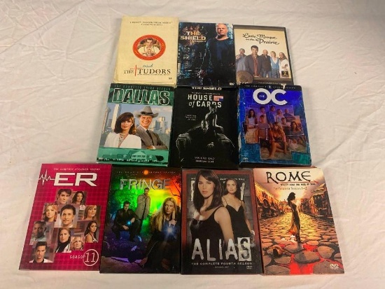 Lot of 10 DVD Series Seasons Box Sets- ER, Fringe, The Tudor, Rome, Alias, Dallas and others