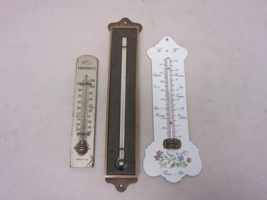 Lot of 3 Antique/Vintage Wall Thermometers of Various Sizes