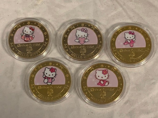 Set of 5 HELLO KITTY Limited Edition Tokens Coins