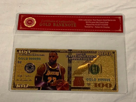LEBRON JAMES 24K Gold Foil NOVELTY Banknote