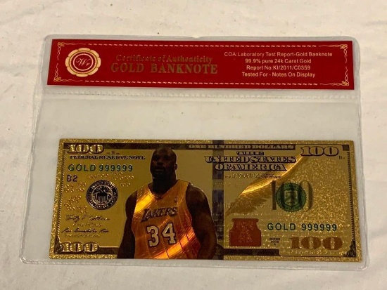 SHAQUILLE 0'NEAL 24K Gold Foil NOVELTY Banknote