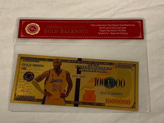 KOBE BRYANT 24K Gold Foil NOVELTY Banknote