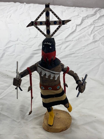 Navajo Apache Crown Dancer 13" Kachina Doll by F. Begay Signed
